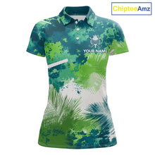 Load image into Gallery viewer, Green Tropical Splash Custom Golf Polo Shirt – Personalized Team Name Performance Polo Tee For Women NHT894