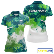 Load image into Gallery viewer, Green Tropical Splash Custom Golf Polo Shirt – Personalized Team Name Performance Polo Tee For Women NHT894