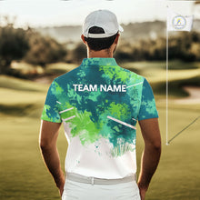 Load image into Gallery viewer, Green Tropical Splash Custom Golf Polo Shirt – Personalized Team Name Performance Polo Tee For Men NHT894