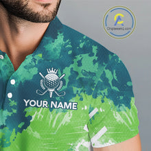 Load image into Gallery viewer, Green Tropical Splash Custom Golf Polo Shirt – Personalized Team Name Performance Polo Tee For Men NHT894