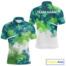 Load image into Gallery viewer, Green Tropical Splash Custom Golf Polo Shirt – Personalized Team Name Performance Polo Tee For Men NHT894