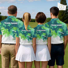 Load image into Gallery viewer, Green Tropical Splash Custom Golf Polo Shirt – Personalized Team Name Performance Polo Tee For Women NHT894