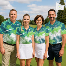 Load image into Gallery viewer, Green Tropical Splash Custom Golf Polo Shirt – Personalized Team Name Performance Polo Tee For Women NHT894