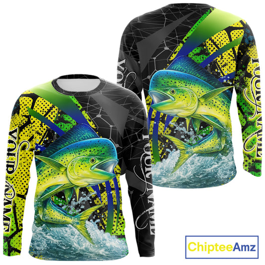 Personalized Mahi Mahi Fishing Jerseys 3D Long Sleeve Shirt, Fishing Gift  NHT402