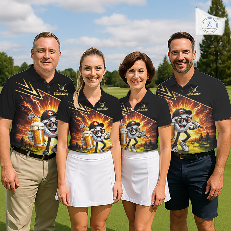 Funny Golf Ball Womens Golf Polo Shirts Custom Golf And Beer Golf Apparel For Golfer NHT899