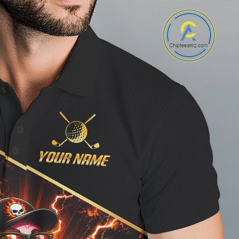Funny Flamingo Mens Golf Polo Shirts Custom Golf And Beer Golf Apparel For Golfer NHT900