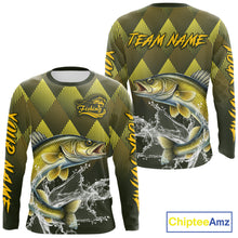 Load image into Gallery viewer, Custom Walleye Fishing Long Sleeve Tournament Fishing Shirts, Walleye Fishing Apparel NHT411