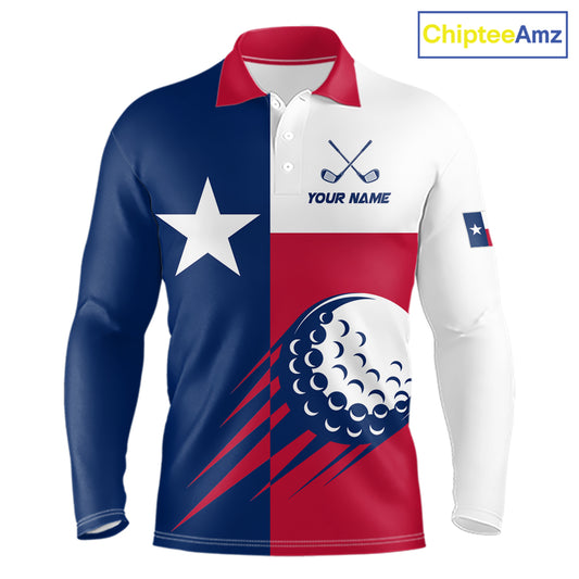 Personalized Texas Flag Patriotic Golf White Mens Golf Polo Shirts Custom Mens Golf Gift For Men NHT736