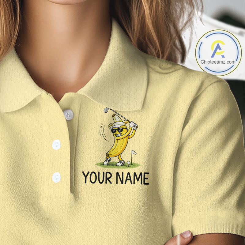 Funny Banana Womens Golf Polo Shirt, Custom Golf Polo For Women, Golf Apparel Gift For Golf Lovers NHT905