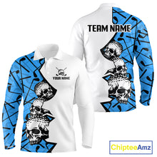 Load image into Gallery viewer, Custom Skull Mens Golf Polo Shirt Personalized Name, Golf Team Polo Jersey| Blue