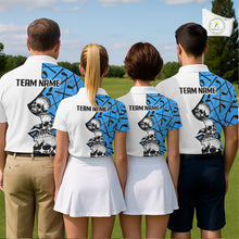 Load image into Gallery viewer, Custom Skull Womens Golf Polo Shirt Personalized Name, Golf Team Polo Jersey| Blue NHT1061