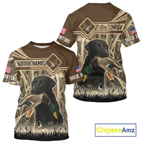 Mallard Duck Hunting Camouflage Shirt With Black Labrador Retriever, Duck Hunting Season NHT119