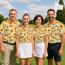 Load image into Gallery viewer, Personalized Sunflower Womens Golf Polo Shirt Custom Name Floral Golf Polo For Women NHT1070
