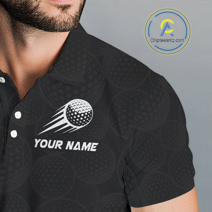 Personalized Mens Golf Polo Shirt Custom Name, Black Blue Argyle Golf Team Polo NHT1075