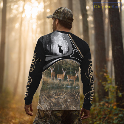 Personalized Whitetail Deer Hunting 3D All Over Printed Hoodie Brown Camouflage, Hunting Gift NHT366