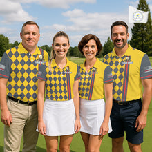 Load image into Gallery viewer, Personalized Mens Golf Polo Shirt Beer And Golf Ball Graphic Custom Team Name Golf Tournament|Yellow NHT1090