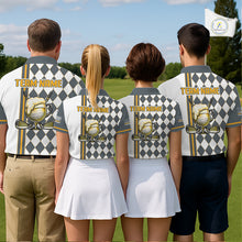 Load image into Gallery viewer, Personalized Mens Golf Polo Shirt Beer And Golf Ball Graphic Custom Team Name Golf Tournament|White NHT1091
