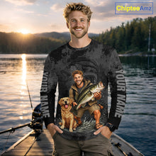 Load image into Gallery viewer, Custom Father's Day Bass Fishing Shirts With Face, Personalized Custom Photo Funny Fishing Shirt|Gray NHT917