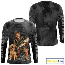 Load image into Gallery viewer, Custom Father's Day Bass Fishing Shirts With Face, Personalized Custom Photo Funny Fishing Shirt|Gray NHT917