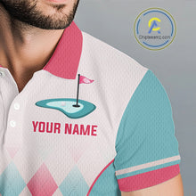 Load image into Gallery viewer, Argyle Pattern Golf Polo Shirts For Mens Custom Name, Golf Pattern Red Blue Shirt Gifts NHT931