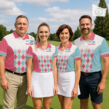 Load image into Gallery viewer, Argyle Pattern Golf Polo Shirts For Mens Custom Name, Golf Pattern Red Blue Shirt Gifts NHT931