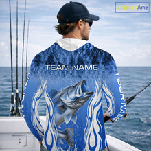 Load image into Gallery viewer, Personalized Team Bass Fishing Shirt - Long Sleeve Hooded Tournament Fishing Apparel|Blue 