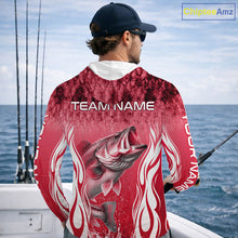 Load image into Gallery viewer, Personalized Team Bass Fishing Shirt - Long Sleeve Hooded Tournament Fishing Apparel|Red 