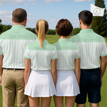 Load image into Gallery viewer, Personalized Golf Polo Shirt Mint Green Striped Custom Team Name Polo For Womens NHT939
