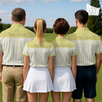 Personalized Golf Polo Shirt Mint Yellow Striped Custom Team Name Polo For Womens NHT940