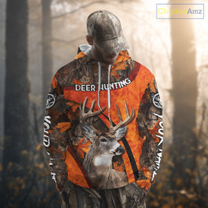 Orange Camo Deer Hunting Shirt, Deer Hunting with Full All - Over 3D For Deer Hunters NHT246