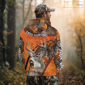Orange Camo Deer Hunting Shirt, Deer Hunting with Full All - Over 3D For Deer Hunters NHT246