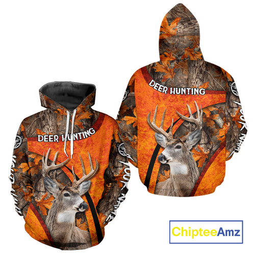 Orange Camo Deer Hunting Shirt, Deer Hunting with Full All - Over 3D For Deer Hunters NHT246