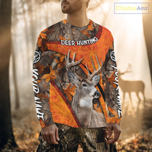 Orange Camo Deer Hunting Shirt, Deer Hunting with Full All - Over 3D For Deer Hunters NHT246