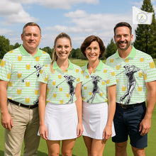 Load image into Gallery viewer, Funny Skull Golf Polo Shirts Beer Green Argyle Pattern Custom Name Skull Playing Golf Apparel NBT630