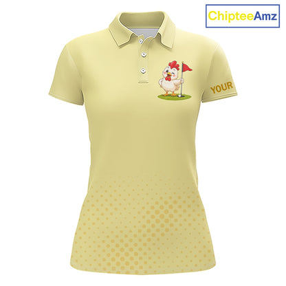 Personalized Funny Chicken Golf Polo Shirt for Womens  Play Happy Swing Smile Repeat