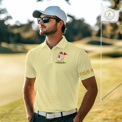 Personalized Funny Chicken Golf Polo Shirt Play Happy Swing Smile Repeat Golf Apparel For Men NHT951