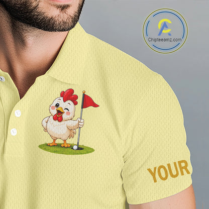 Personalized Funny Chicken Golf Polo Shirt Play Happy Swing Smile Repeat Golf Apparel For Men NHT951