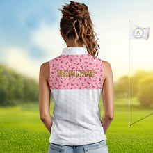 Load image into Gallery viewer, Custom Pink Ribbon Pattern Breast Cancer Golf Shirts For Womens, Breast Cancer Golf Jersey NHT797