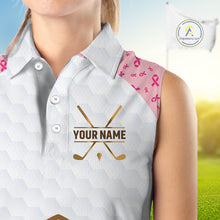 Load image into Gallery viewer, Custom Pink Ribbon Pattern Breast Cancer Golf Shirts For Womens, Breast Cancer Golf Jersey NHT797