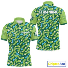 Load image into Gallery viewer, Custom Green Camo Pattern Mens Golf Polo Shirt Personalized Team Golf Uniform 