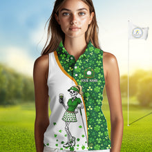 Load image into Gallery viewer, Person wearing a custom golf shirt with a design and text on a golf course background