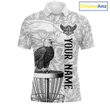 Load image into Gallery viewer, Custom Bald Eagle Mens Disc Golf Polo Shirt, Personalized Team Name Disc Golf Shirt NHT815