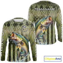 Load image into Gallery viewer, Custom Bass Fishing Shirt 3D Personalized Team Name Long Sleeve UV Protection Fishing Jersey For Men