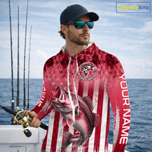 Load image into Gallery viewer, Custom Bass Fishing Shirt 3D Personalized Team Name Long Sleeve Hooded UV Protection Fishing Jersey|Red 