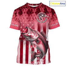 Load image into Gallery viewer, Red Custom Bass Shirt 3D Personalized Team Name Fishing T - Shirt UV Protection Fishing Jersey, Patriotic Fishing Shirt