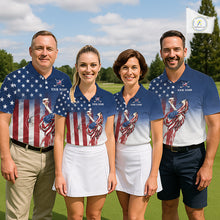 Load image into Gallery viewer, Custom American Flag Ostrich Womens Golf Polo Shirt – Funny Patriotic Golf Team Shirt Personalized Gift NHT1133