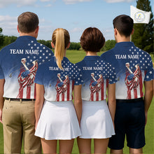 Load image into Gallery viewer, Custom American Flag Ostrich Womens Golf Polo Shirt – Funny Patriotic Golf Team Shirt Personalized Gift NHT1133