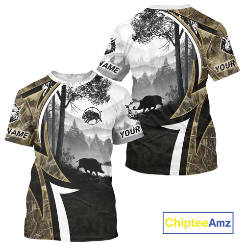 Personalized Wild Hog Hunting Camo Full Printing Shirts, Boar Hunting Shirt NHT319