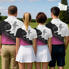 Load image into Gallery viewer, Custom Womens Golf Polo Shirt Pink Black Gradient, Personalized Name Golf Shirt, Gift For Golfer NHT825