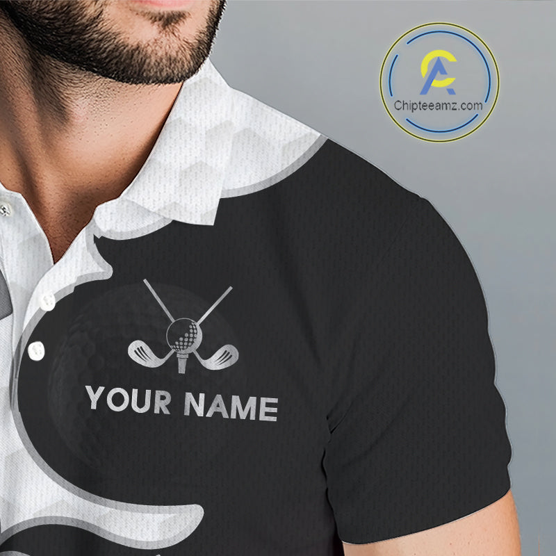Custom Mens Golf Polo Shirt Blue Black Gradient, Personalized Name Golf Shirt, Gift For Golfer NHT826
